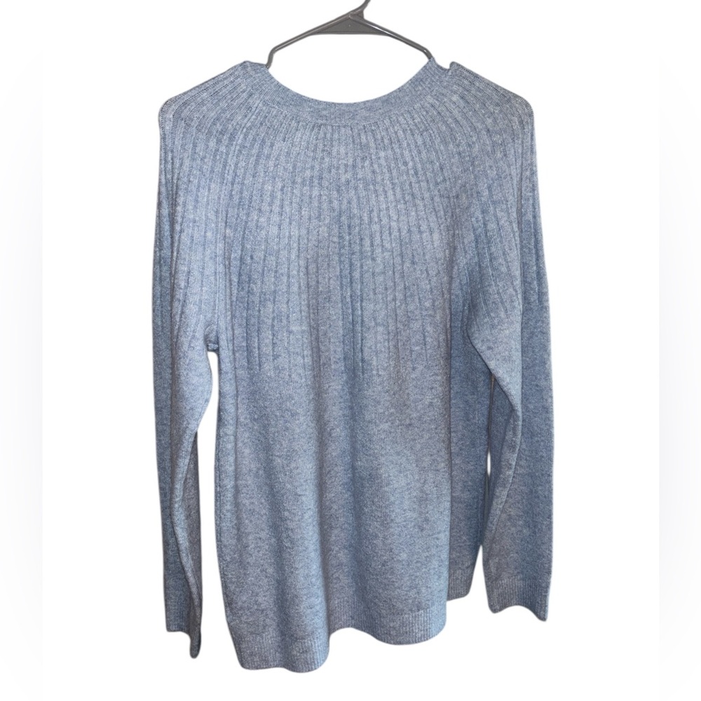 Talbots Jewel Embellished Sweater Blue White Knit Top Size Medium - Picture 3 of 8